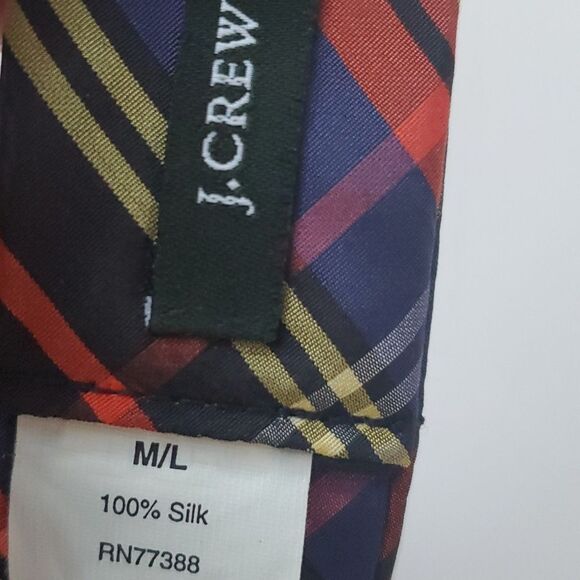 J. CREW SILK HOLIDAY SILK ADJUSTABLE BELT PLAID CHRISTMAS MEDIUM LARGE FESTIVE - Picture 2 of 6